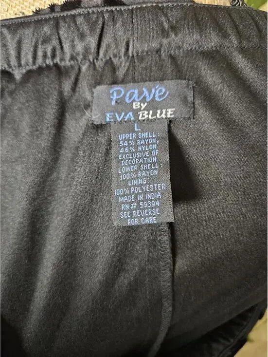 Y2K Black Floral Beaded Maxi Skirt Pave by Eva Blue Whimsigoth Gothic Fairy - Picture 7 of 7